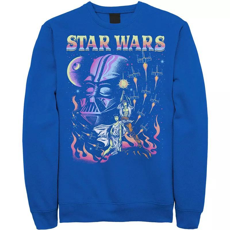 Mens Star Wars Retro Blacklight Colors Poster Sweatshirt Grey Heather Product Image