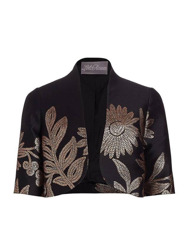 Lela Rose Metallic Floral Crop Jacket Product Image