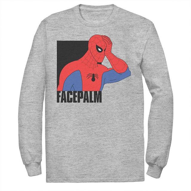 Mens Marvel Spider-Man Facepalm Vintage Portrait Tee Athletic Grey Product Image