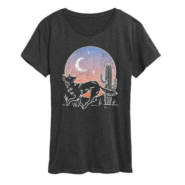 Womens Desert Coyote Graphic Tees, Girls Heather Grey Product Image