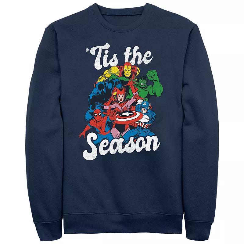 Mens The Avengers Holiday Squad Tis The Season Graphic Fleece Blue Product Image