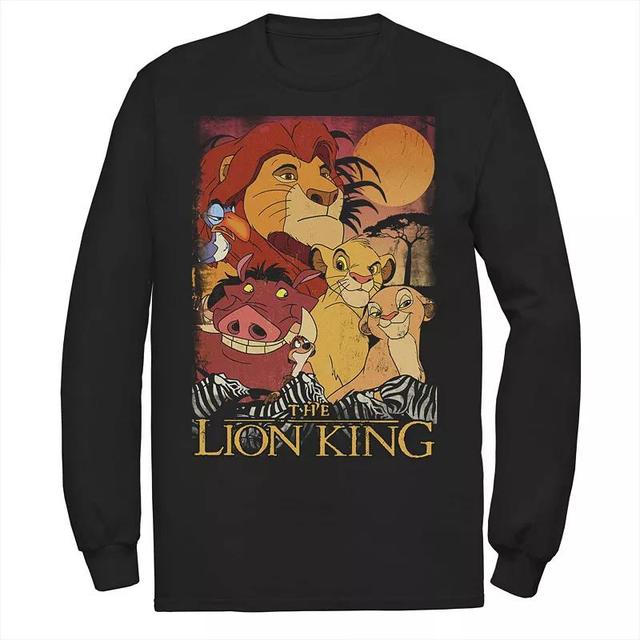 Disneys The Lion King Mens Happy Group Shot Sunset Vintage Poster Tee Blue Product Image