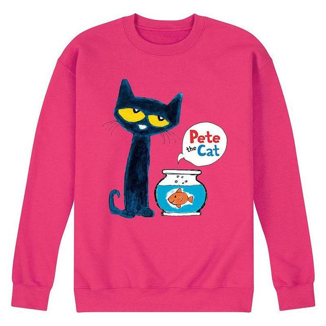 Mens Pete the Cat Pete and Goldfish Fleece Sweatshirt Med Grey Product Image