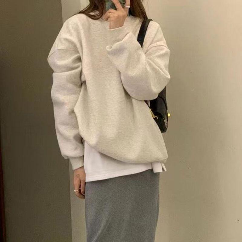 Crew Neck Plain Oversized Pullover Product Image