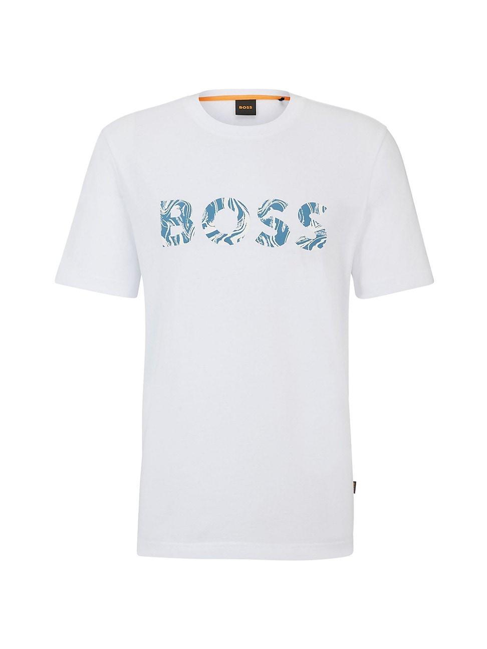 Mens Cotton-Jersey T-Shirt with Logo Print Product Image