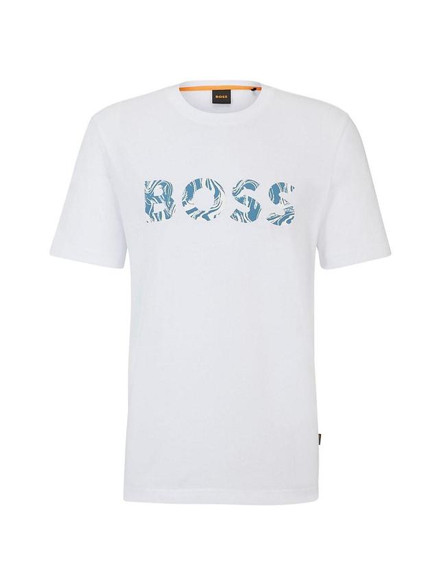 Mens Cotton-Jersey T-Shirt with Logo Print Product Image