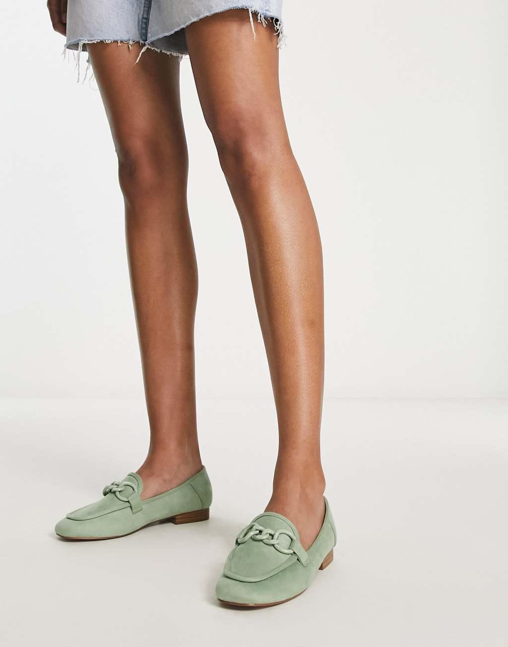 ASOS DESIGN Modern loafer with chain in sage green Product Image