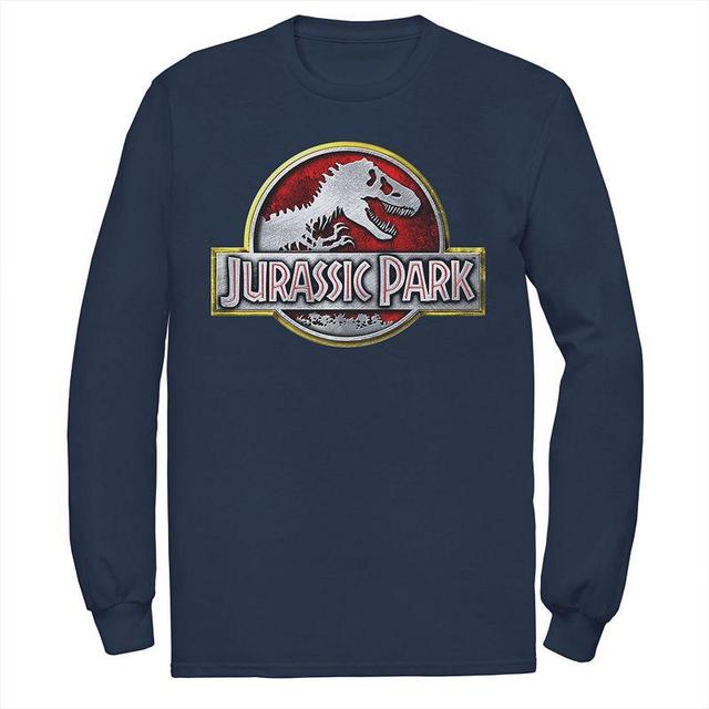 Mens Jurassic Park Chrome Logo Long Sleeve Tee Blue Product Image