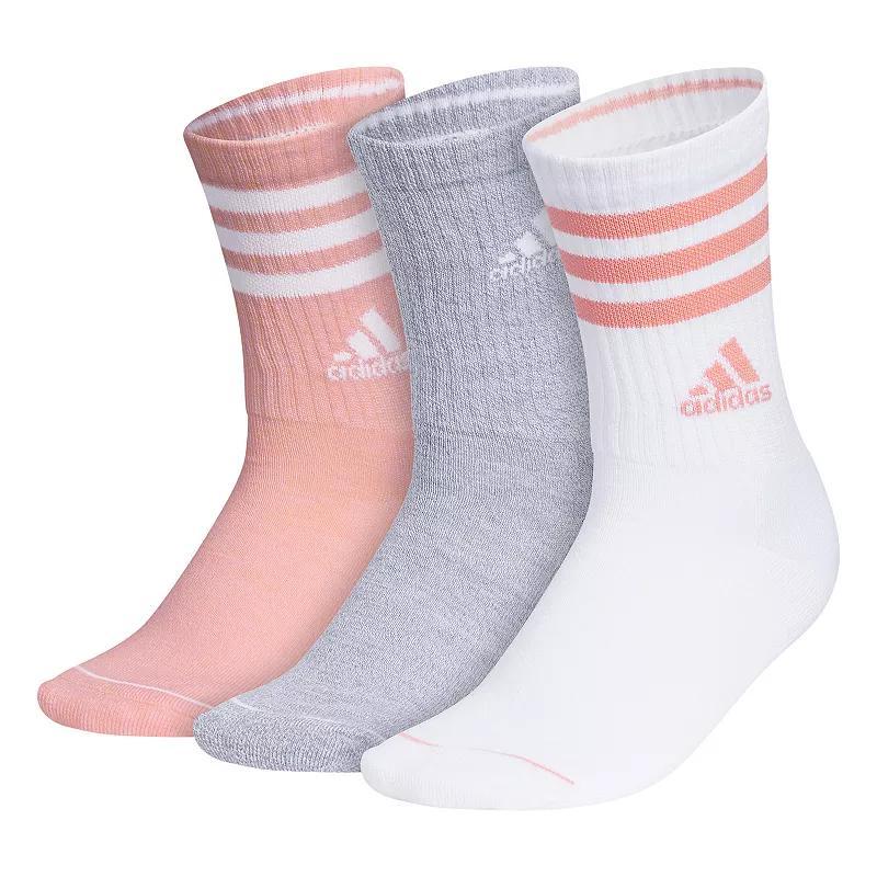 Womens adidas Cushioned 3-Stripe 3.0 3-Pack Crew Socks Product Image