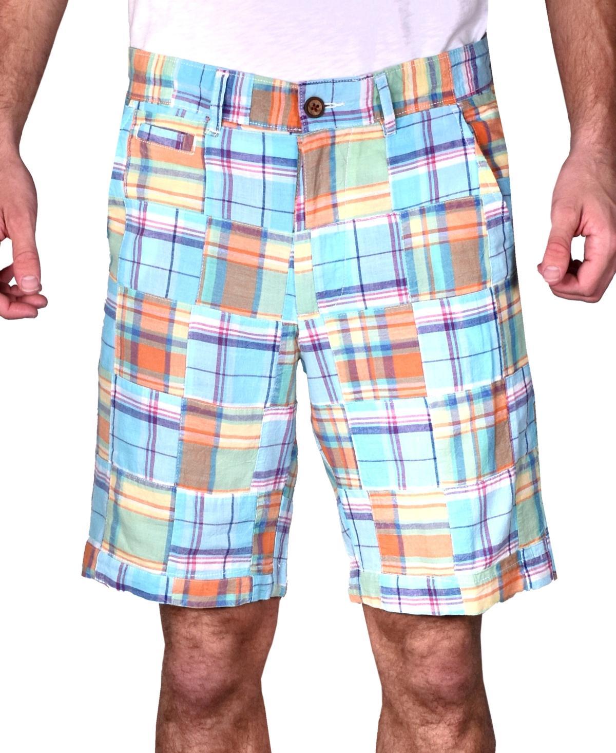 Mens Acid Wash Patch Madras Shorts Product Image