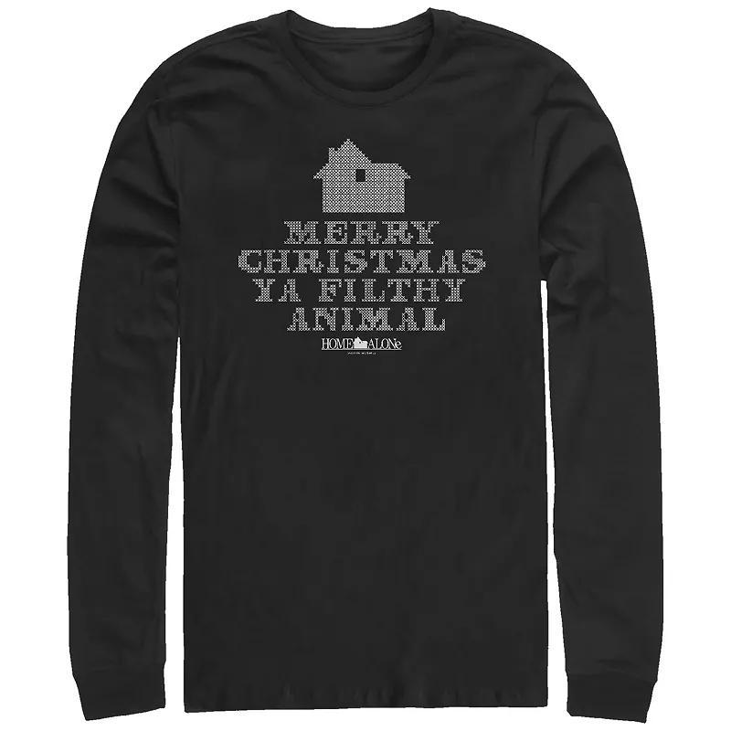 Big & Tall Home Alone Merry Christmas Ya Filthy Animal Cross Stitch Long Sleeve Graphic Tee, Mens Product Image