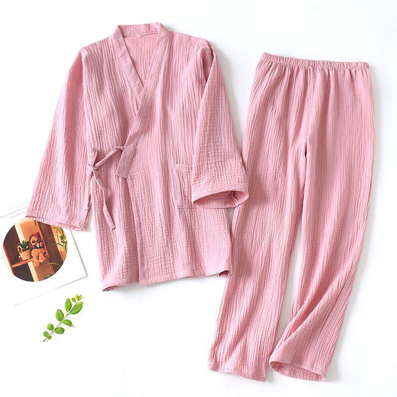 Pajama Set: Kimono Top + Pants Product Image