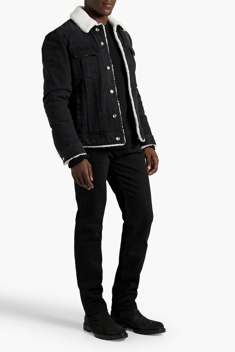 Shearling-lined Denim Jacket In Black Product Image