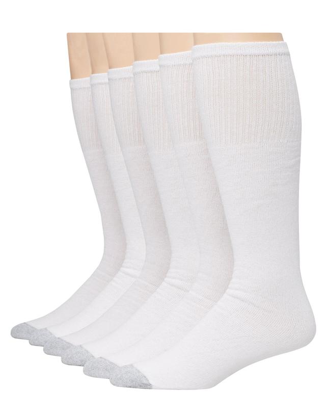 Hanes Double Tough Mens Over-the-Calf Tube Socks, Odor Protection, 6 Pairs White 6-12 Product Image