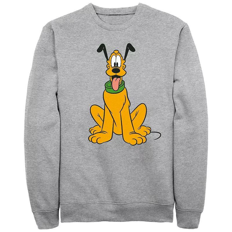 Disneys Mickey Mouse Mens Happy Pluto Fleece Sweatshirt Athletic Grey Product Image