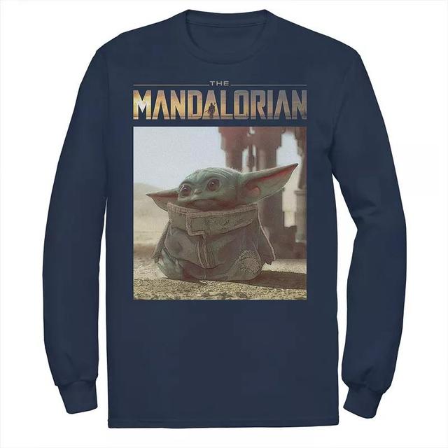 Mens Star Wars The Mandalorian The Child aka Baby Yoda Portrait Logo Tee Blue Product Image