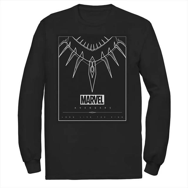 Mens Marvel Panther Necklace Poster Logo Long Sleeve Graphic Tee Product Image