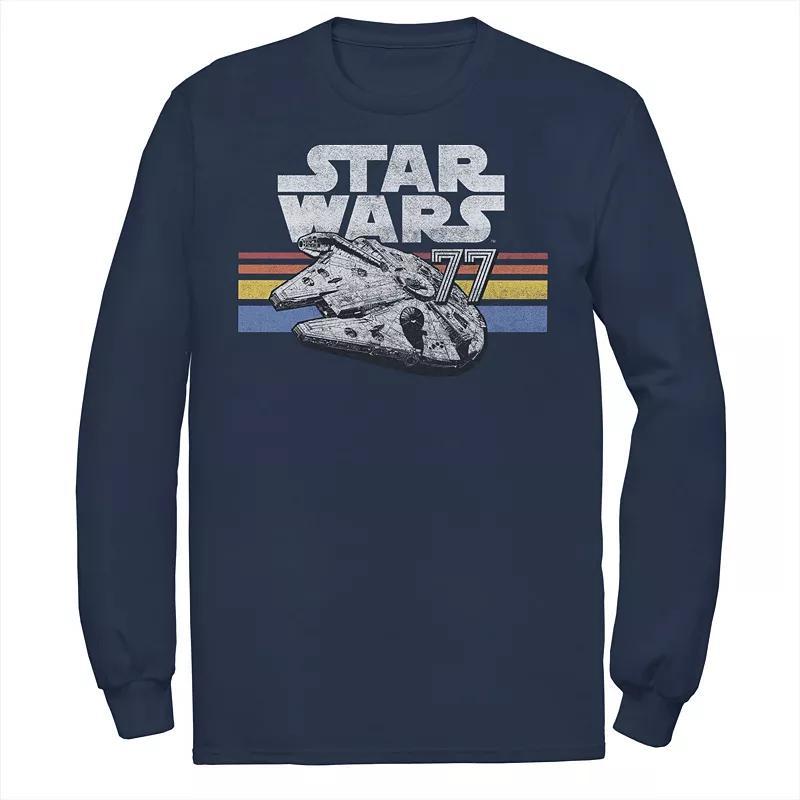 Mens Star Wars Millennium Falcon 77 Retro Lines Logo Tee Blue Product Image