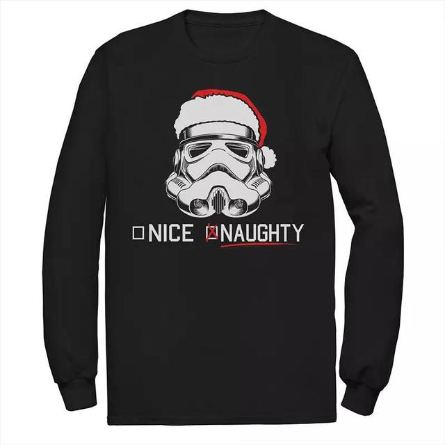 Mens Star Wars Stormtrooper Helmet Naughty Nice Long Sleeve Tee Product Image