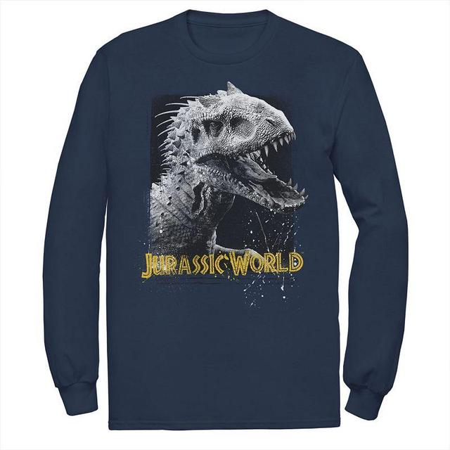 Mens Jurassic World Indominus Rex Profile View Long Sleeve Graphic Tee Blue Product Image