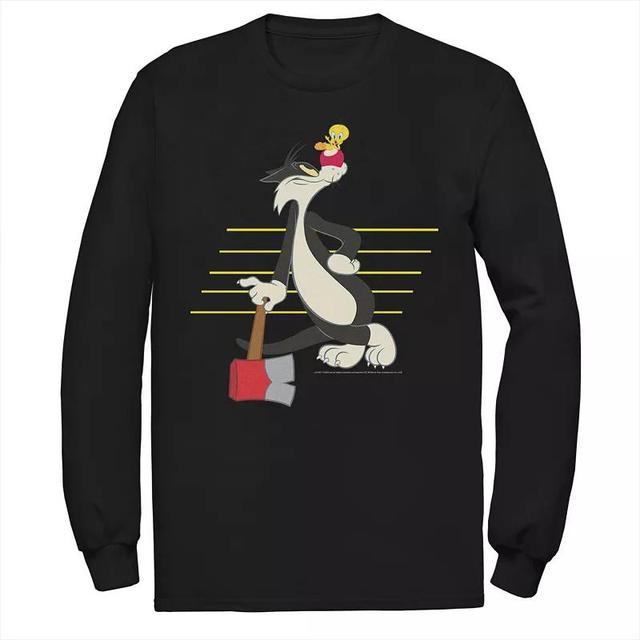 Mens Looney Tunes Sylvester & Tweety Lined Portrait Long Sleeve Tee Product Image