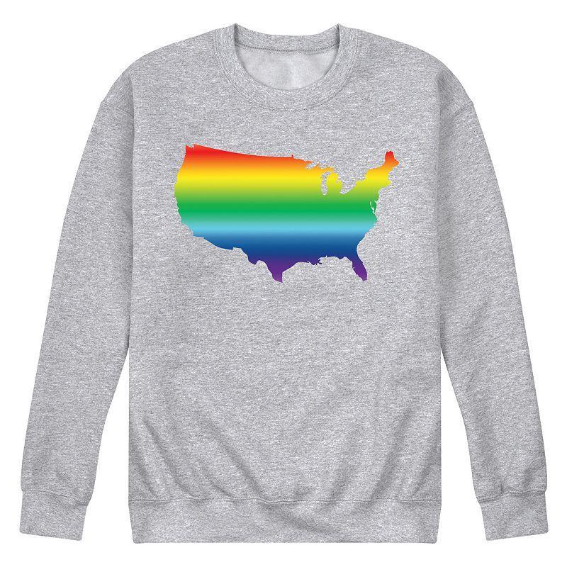 Mens USA Pride Fleece Sweatshirt Grey Gray Product Image