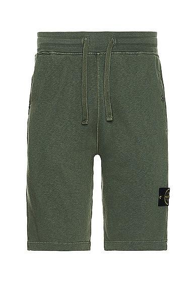 Stone Island Fleece Shorts in Green Product Image