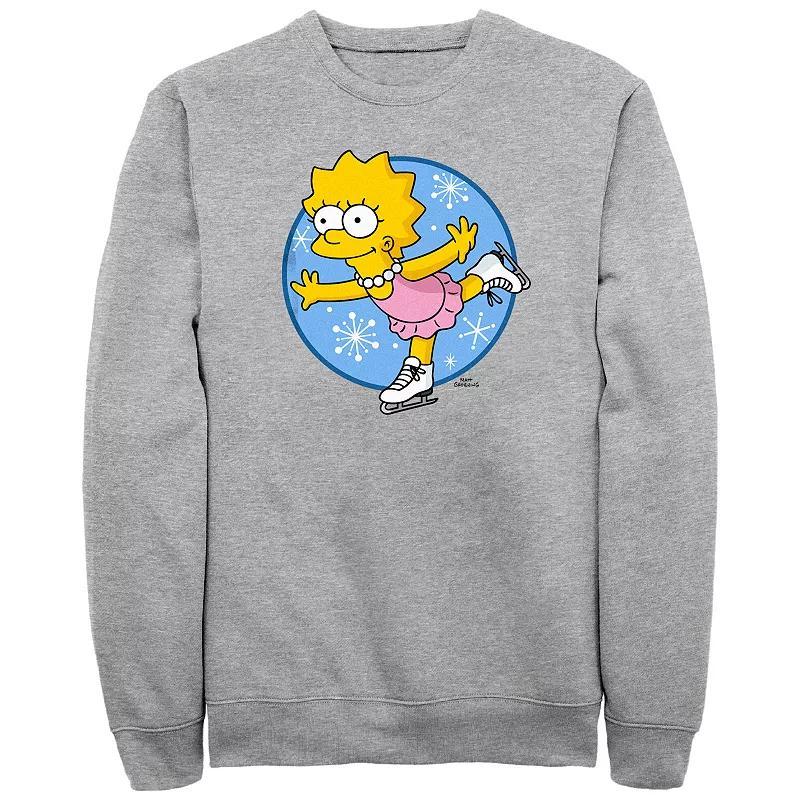 Mens The Simpsons Lisa Ice Skating Princess Graphic Fleece Athletic Grey Product Image