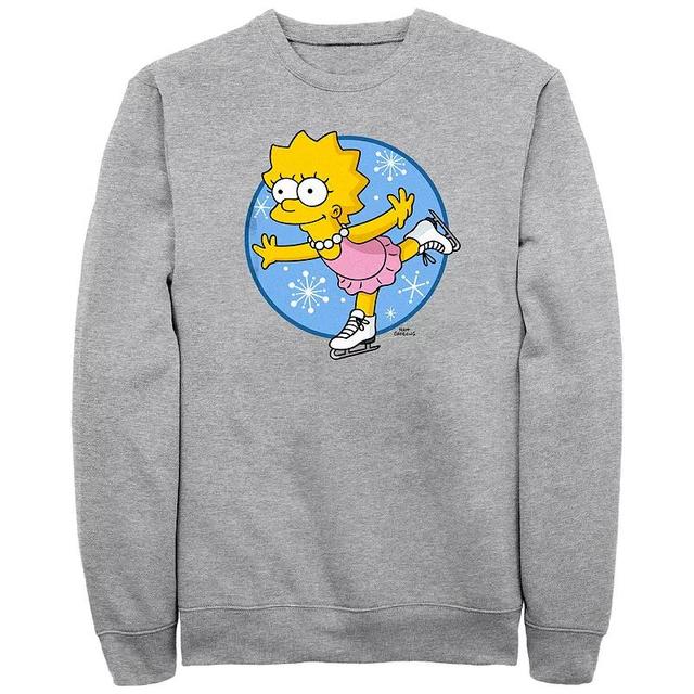 Mens The Simpsons Lisa Ice Skating Princess Graphic Fleece Athletic Grey Product Image