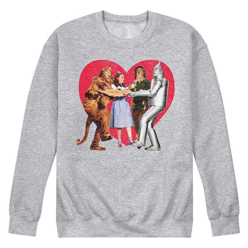 Mens Wizard Of Oz Group Photo Heart Fleece Sweatshirt Grey Gray Product Image