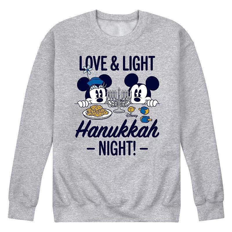 Disneys Mickey & Minnie Mouse Mens Love And Light Hanukkah Night Fleece Sweatshirt Product Image