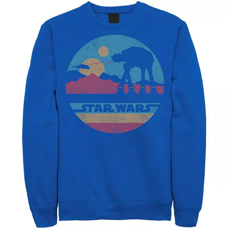 Mens Star Wars AT-AT Silhouette Title Logo Circle Sweatshirt White Product Image