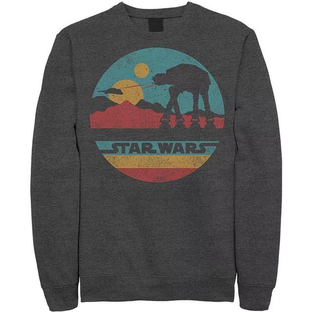 Mens Star Wars AT-AT Silhouette Title Logo Circle Sweatshirt Blue Product Image