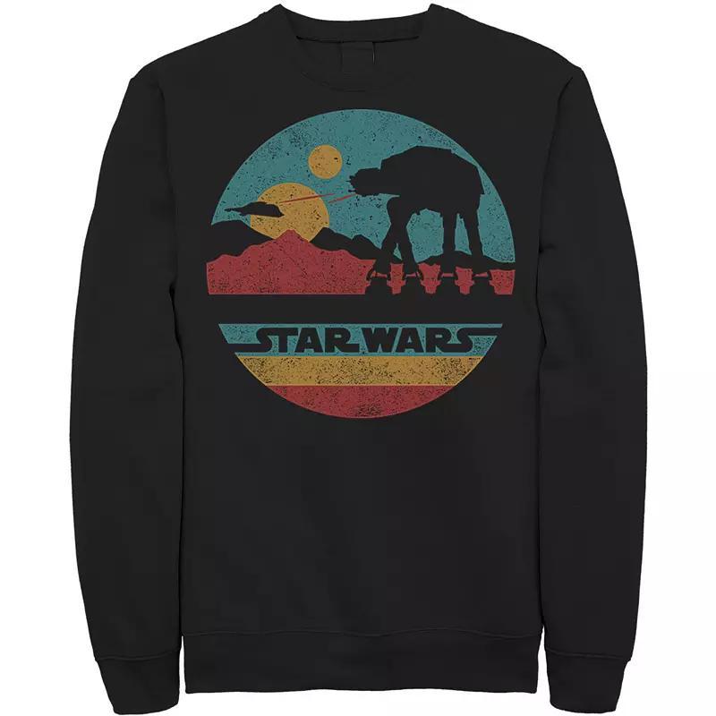 Mens Star Wars AT-AT Silhouette Title Logo Circle Sweatshirt White Product Image