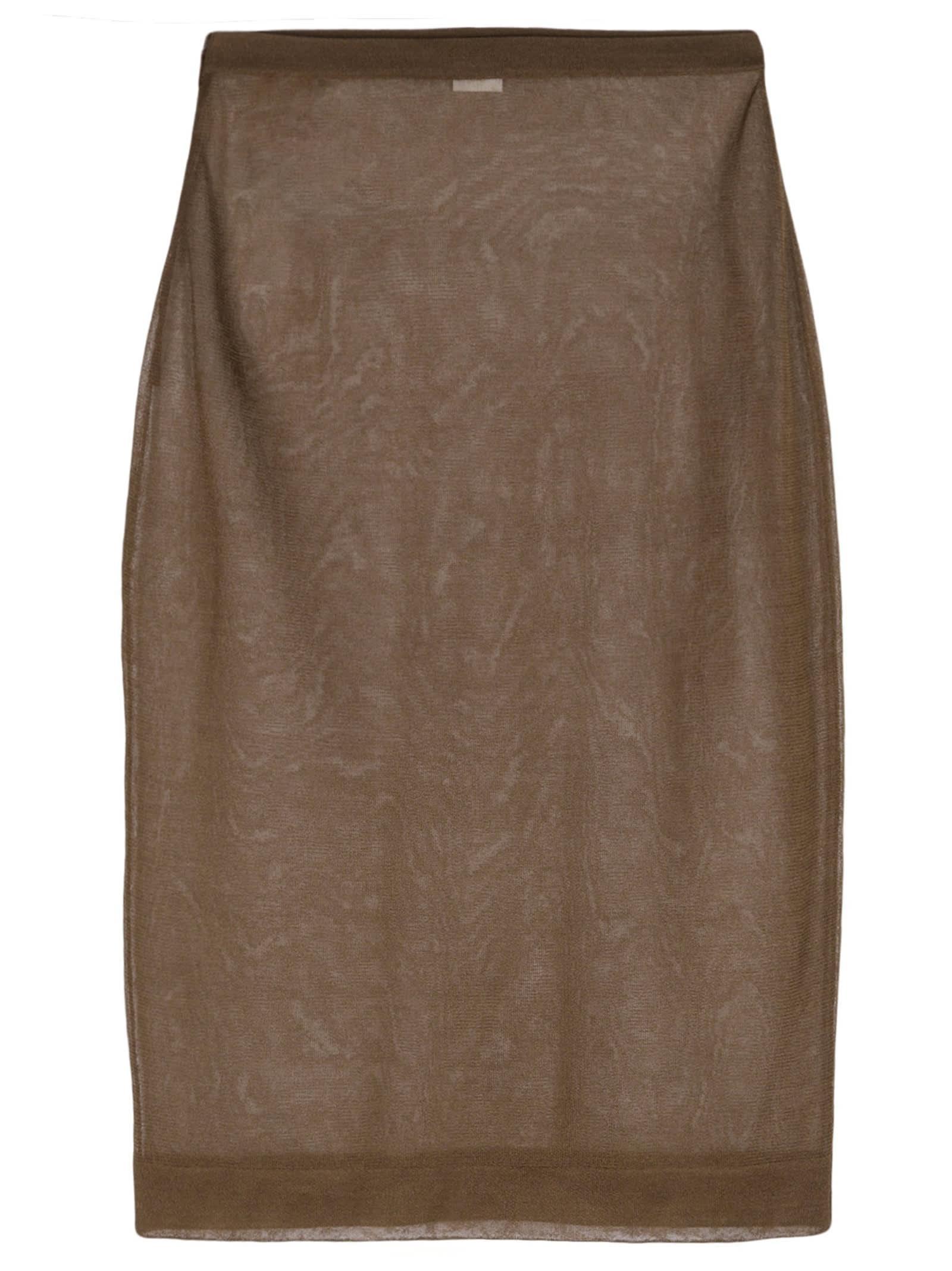 Knitted Pencil Skirt In Brown Product Image