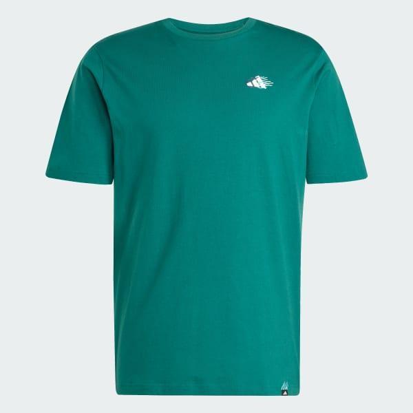 adidas Lounge Mini Embroidery Graphic Tee Collegiate Green L Mens Product Image