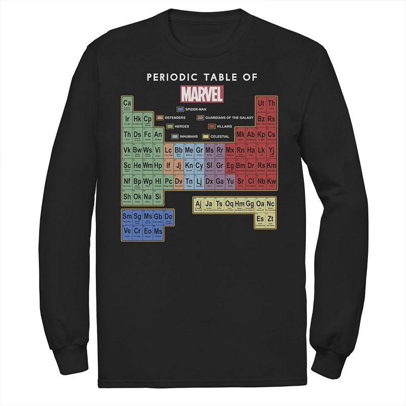 Mens Marvel Ultimate Periodic Table Of Elements Long Sleeve Graphic Tee Black Product Image