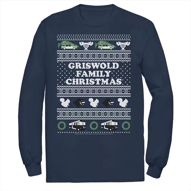 Mens National Lampoons Christmas Vacation Logo Ugly Sweater Graphic Tee Blue Product Image