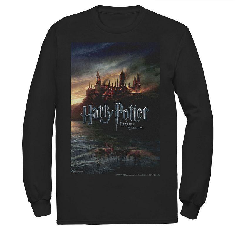 Mens Harry Potter And The Deathly Hallows Hogwarts Poster Long Sleeve Graphic Tee Product Image