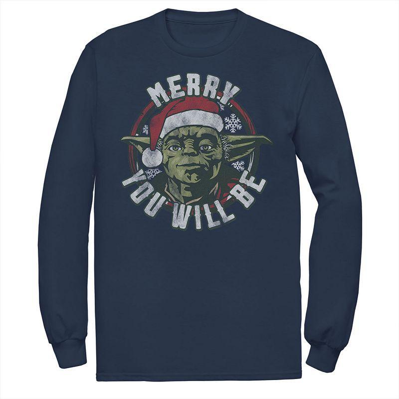 Mens Star Wars Merry Yoda Tee Blue Product Image