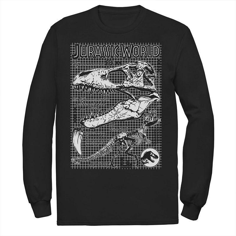 Mens Jurassic World Two T-Rex Bones Schematic Long Sleeve Graphic Tee Product Image