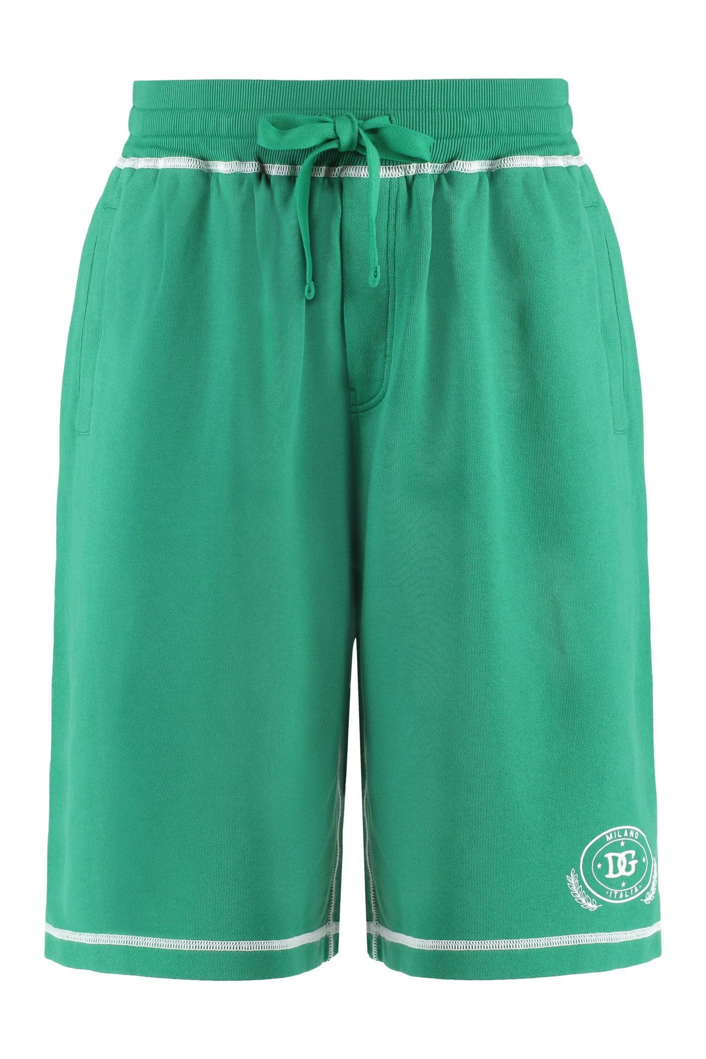 Cotton Bermuda Shorts In Green Product Image