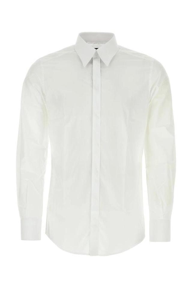 White Stretch Poplin Shirt Product Image