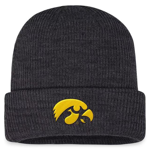 Mens Top of the World Charcoal Iowa Hawkeyes Sheer Cuffed Knit Hat Product Image