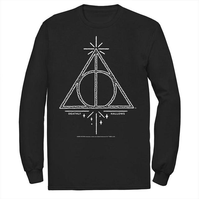 Mens Harry Potter Deathly Hallows Symbol Line Art Long Sleeve Graphic Tee Product Image