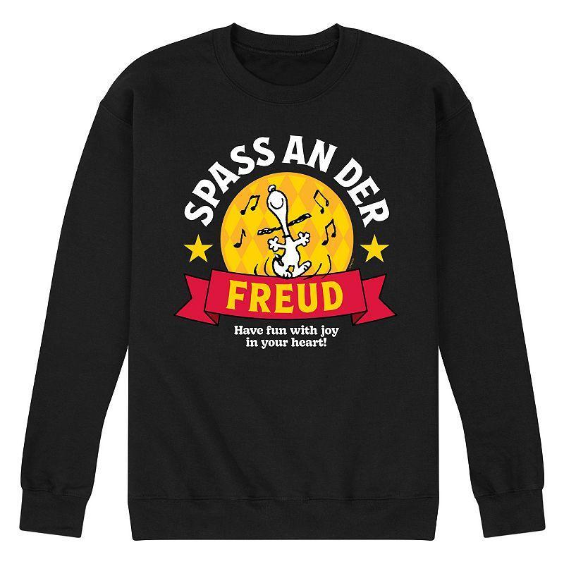 Mens Peanuts Snoopy Spass An Der Freud Graphic Fleece Sweatshirt Black Product Image