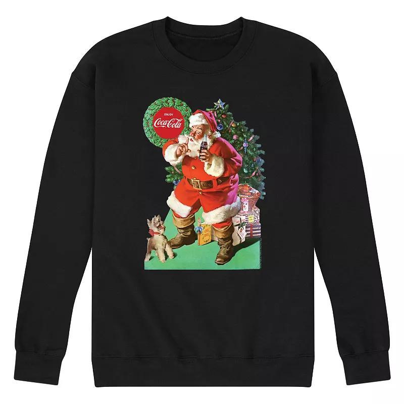 Mens CocaCola Vintage Santa with Dog Sweatshirt Med Grey Product Image