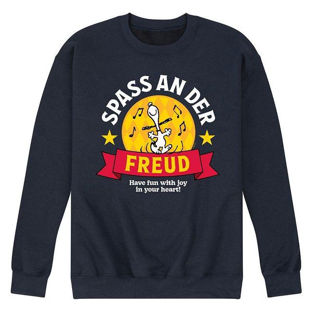 Mens Peanuts Snoopy Spass An Der Freud Graphic Fleece Sweatshirt Blue Product Image