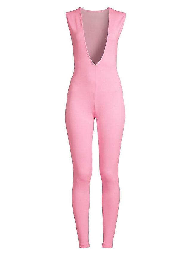 Womens Plunging V-Neck Stretch Jumpsuit Product Image