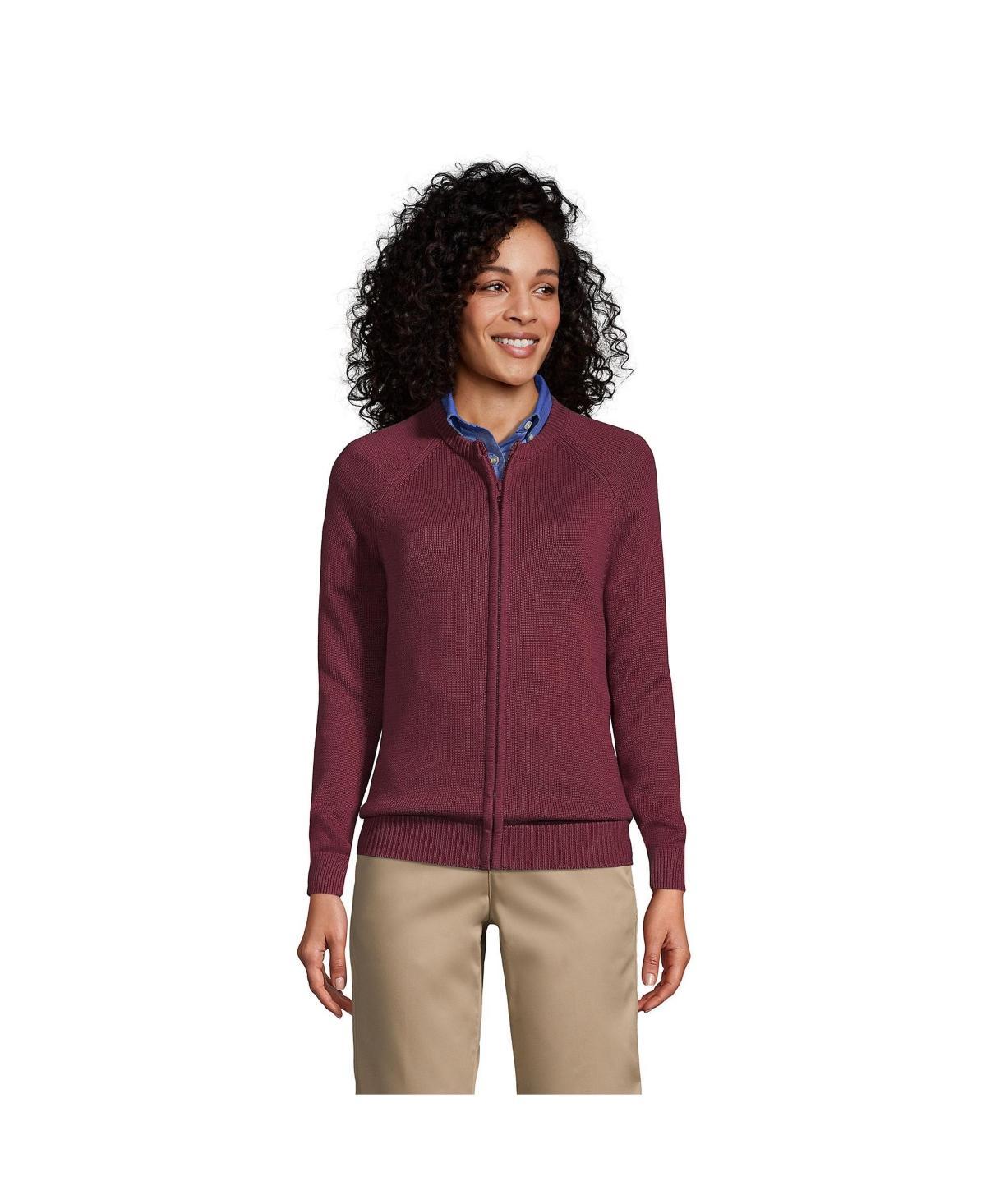 Womens Lands End School Uniform Zipper-Front Cardigan Sweater Product Image